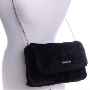 Black ‘love moschino’ faux fur crossbody